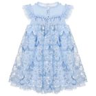 Girls Blue Embellished Tulle Dress, 2, hi-res
