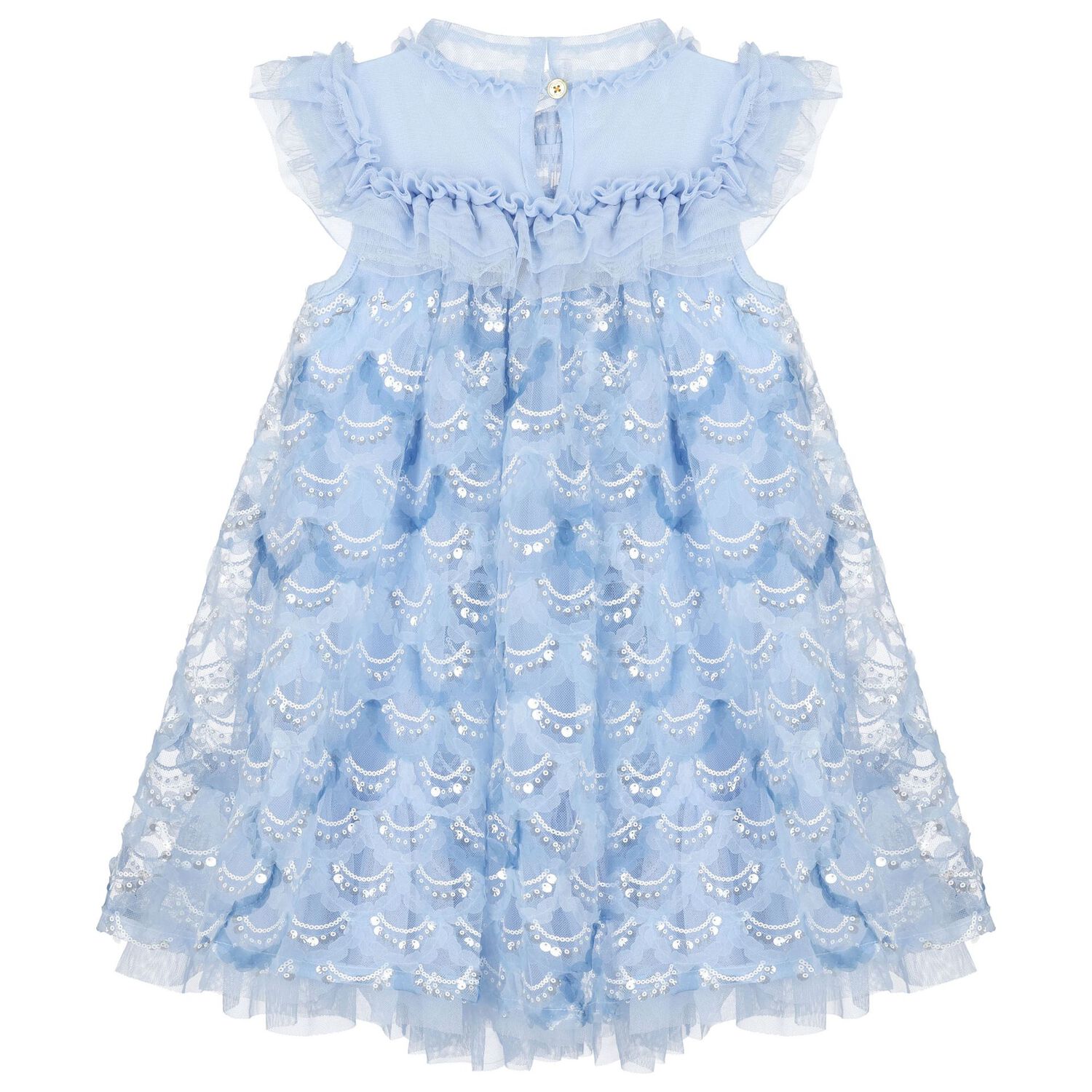 Girls Blue Embellished Tulle Dress, 2, hi-res image number null