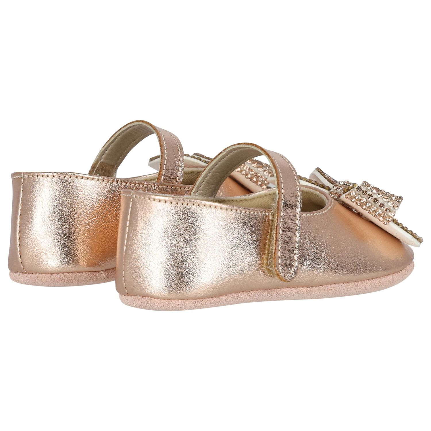 Baby Girls Rose Gold Crystal Shoes, 2, hi-res image number null