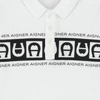 تيشيرت بولو أولاد بالشعار باللون الأبيض, 1, hi-res