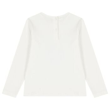 Girls Ivory Teddy Bear Long Sleeve Top