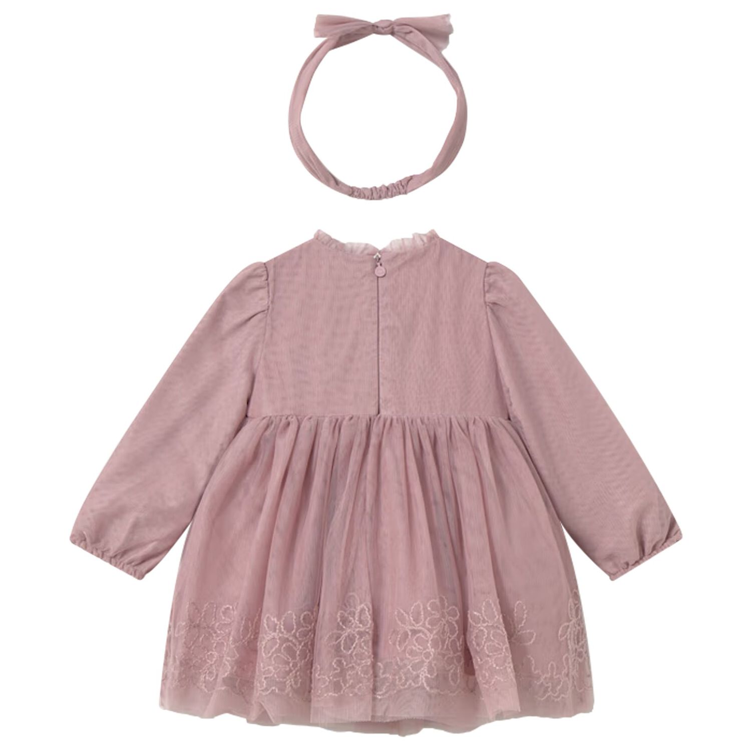 Younger Girls Pink Floral Tulle Dress Set, 2, hi-res