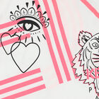 بدلة بالشعار باللون الزهري النيون والابيض للبنات, 1, hi-res