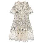 Girls Beige Sequin Tulle Dress, 1, hi-res