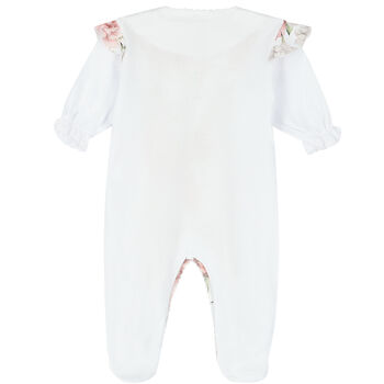 Baby Girls White Floral Babygrow