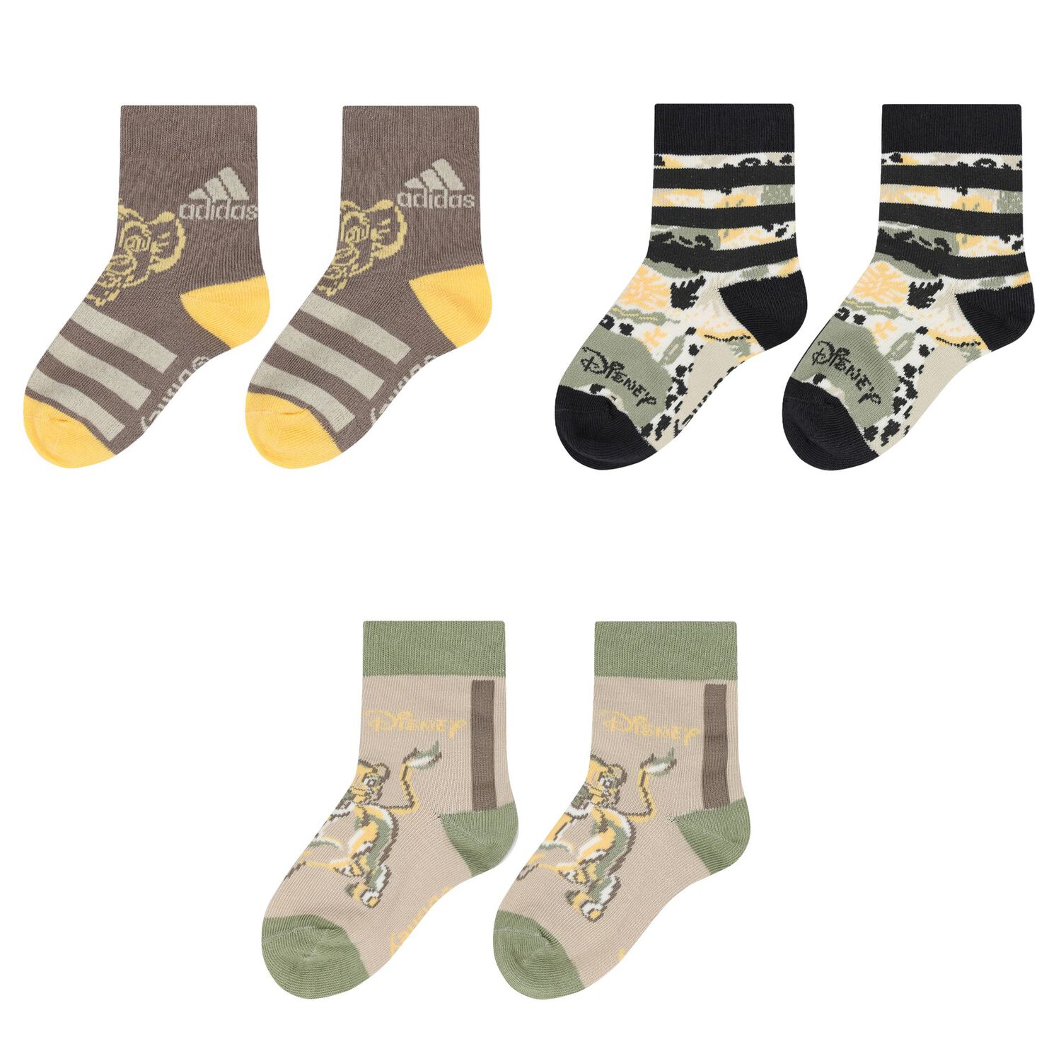 Beige, Grey & Green Logo Socks ( 3- Pack ), 1, hi-res
