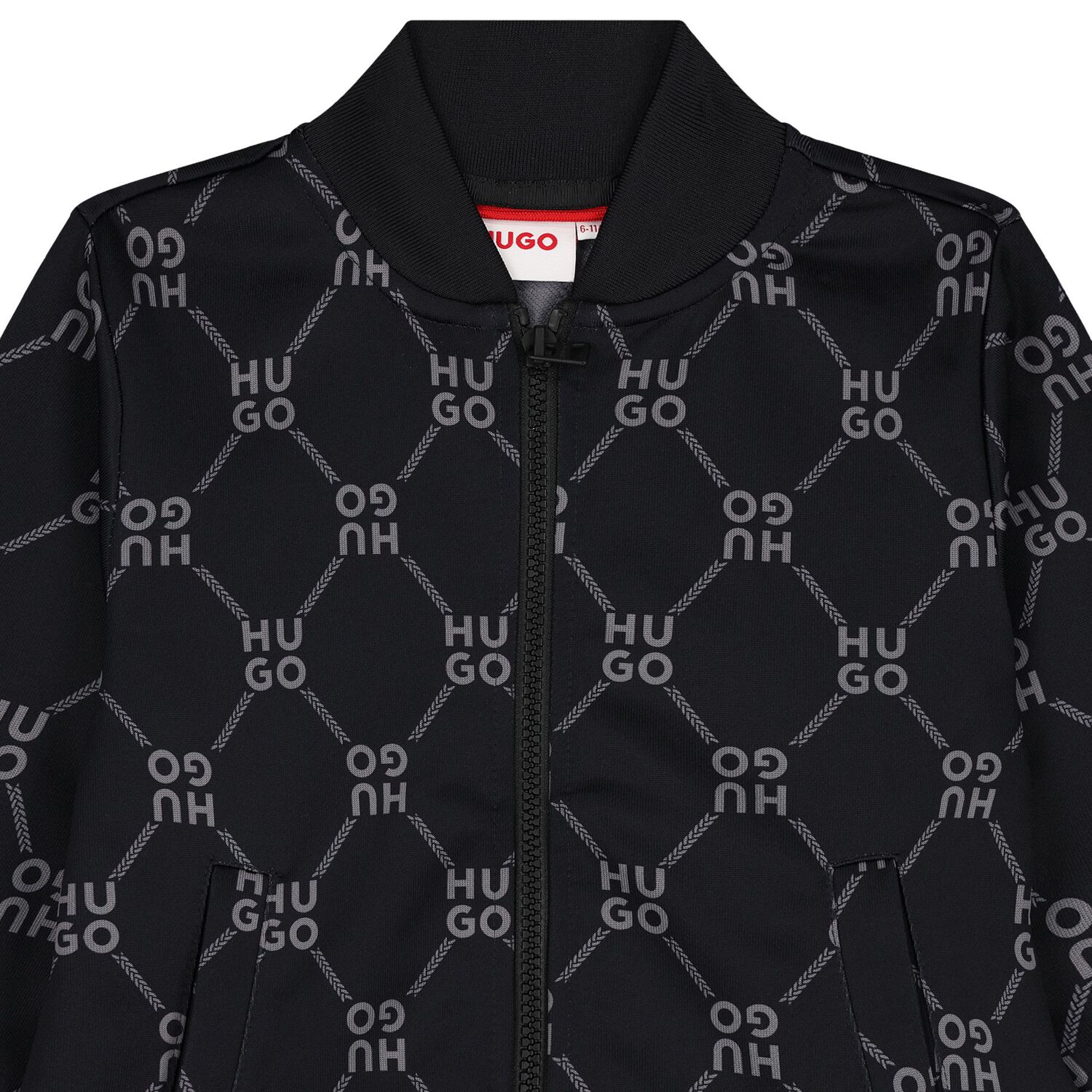 Boys Black Logo Zip Up Top, 1, hi-res image number null