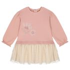 فستان تول للبنات باللون البيج و الزهري, 1, hi-res