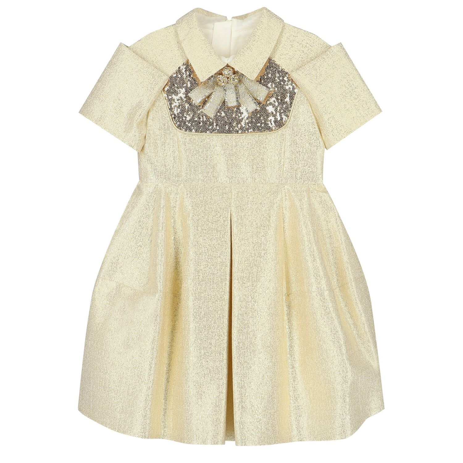Girls Gold Jacquard Dress, 1, hi-res image number null