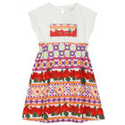 فستان بنات بطبعة الزهور باللون الأحمر والأبيض, 1, hi-res