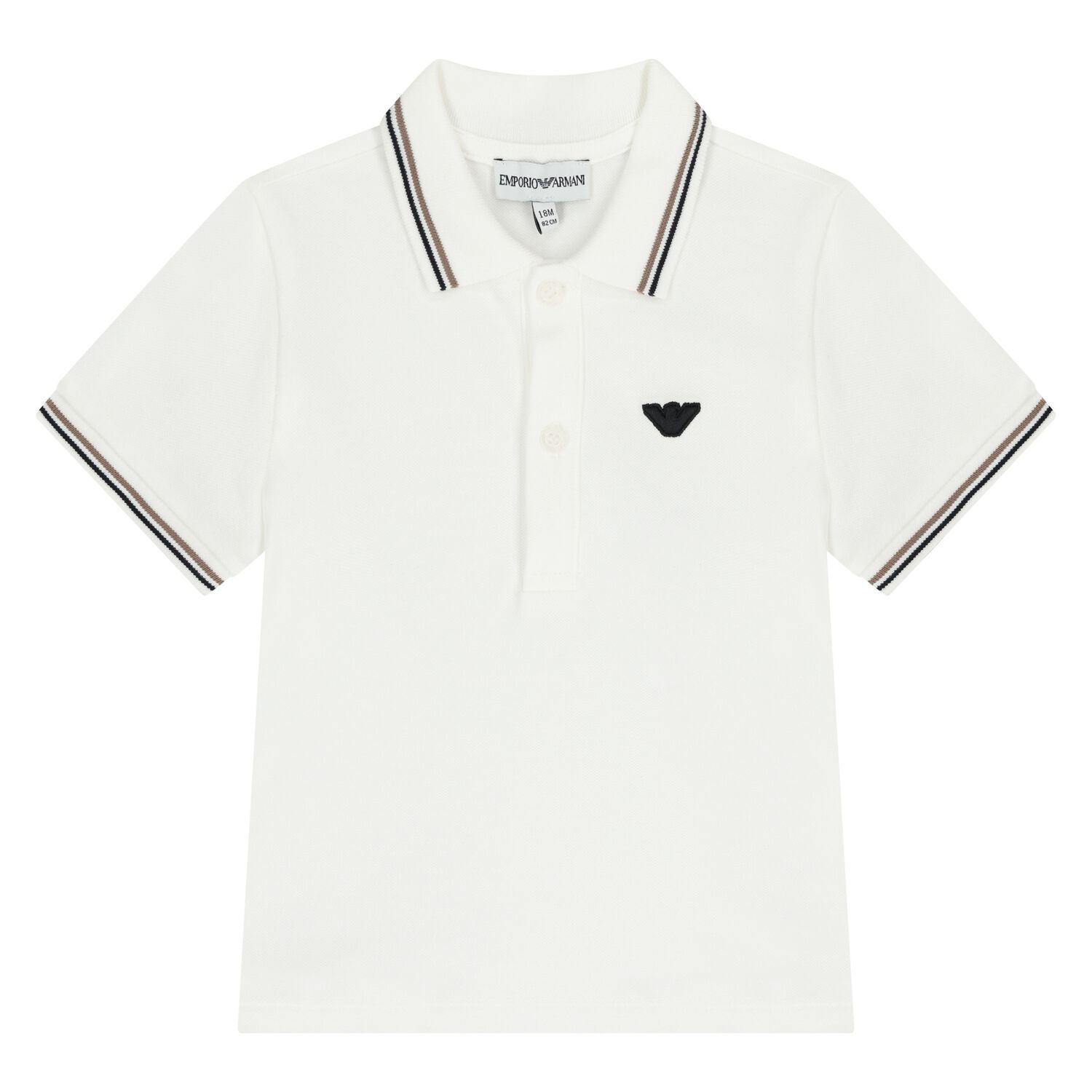 Younger Boys White Logo Polo Shirt, 1, hi-res