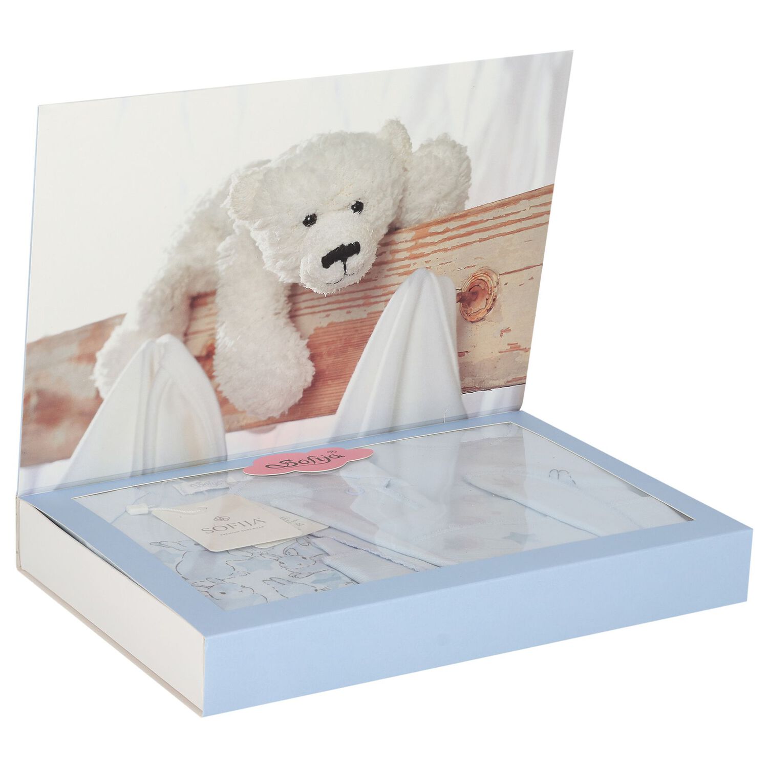 Baby Boys Blue Bunny Babygrow Gift Set, 1, hi-res