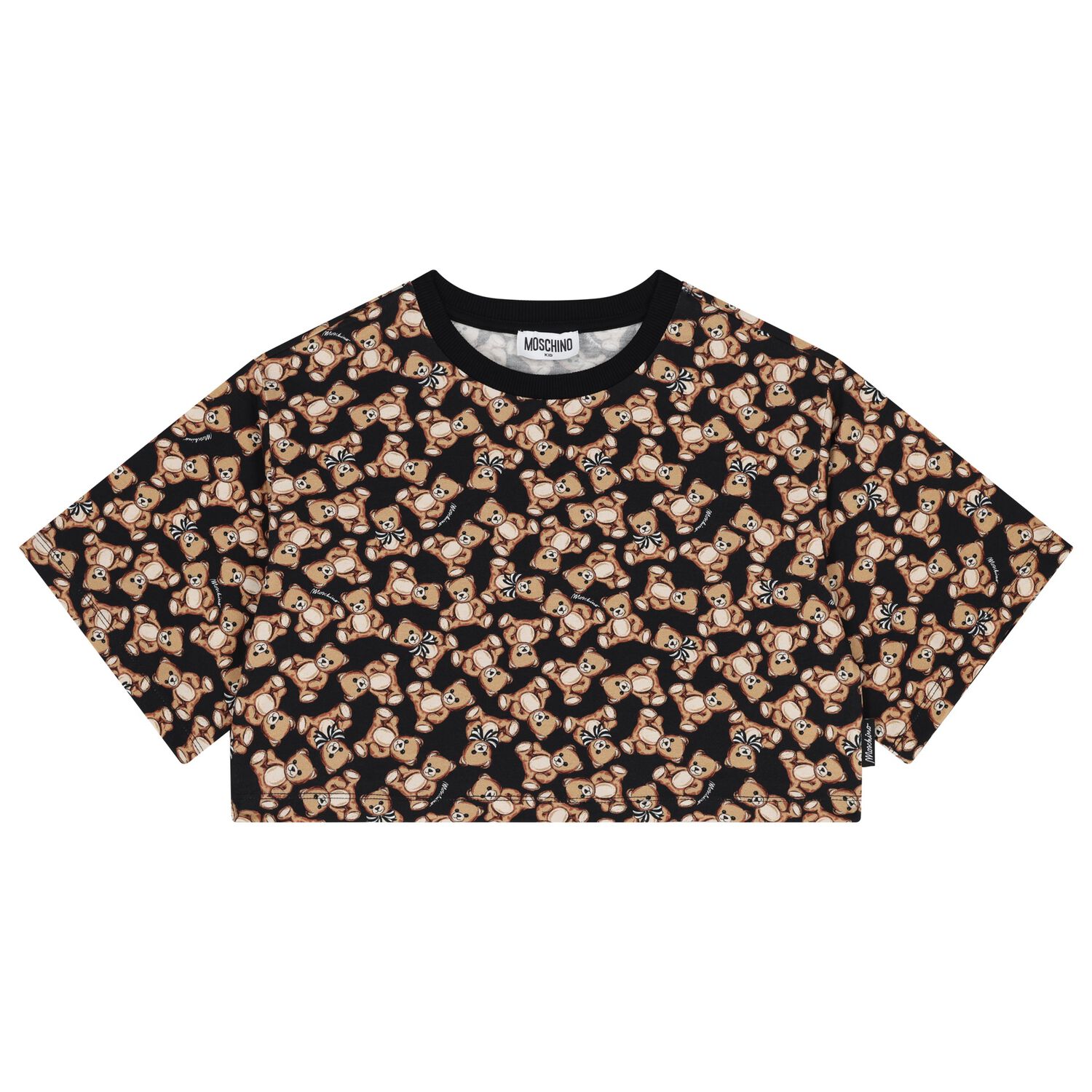 Girls Black Teddy Bear Logo T-Shirt, 2, hi-res image number null