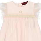 Younger Girls Pink Logo Tulle Dress, 1, hi-res