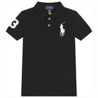 Boys Black Logo Polo Shirt, 1, hi-res