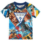 Baby Boys Blue & Orange Logo Shorts Set, 1, hi-res