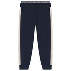 Boys Navy Blue Logo Joggers, 1, hi-res