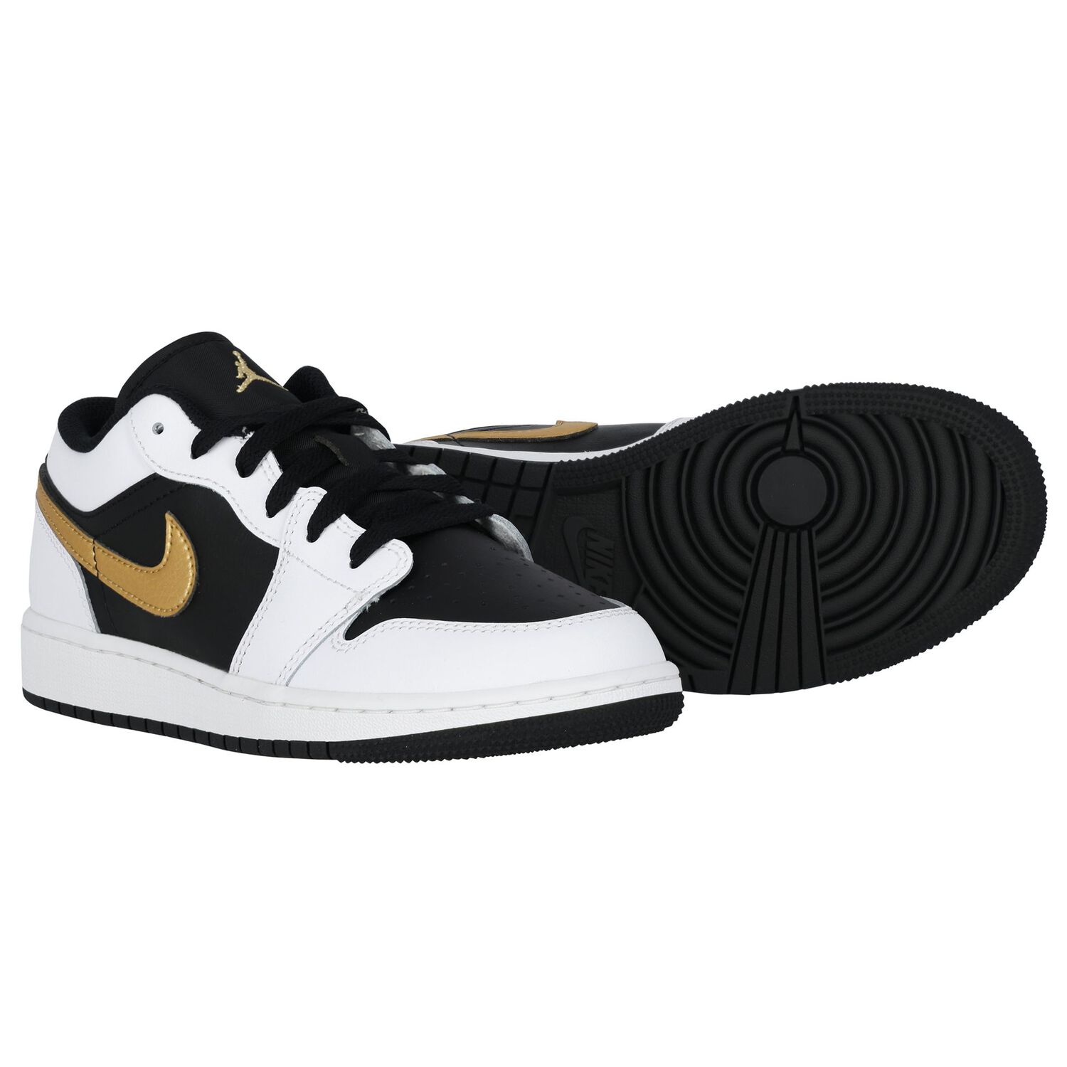 Black, White & Gold Air Jordan 1 Low Trainers, 3, hi-res