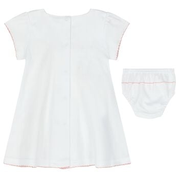 Baby Girls White & Pink Swan Dress Set