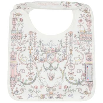 Baby Girls Ivory & Pink Toile de Jouy Bib