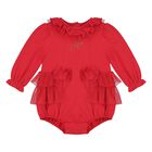 Baby Girls Red Tulle Romper, 1, hi-res