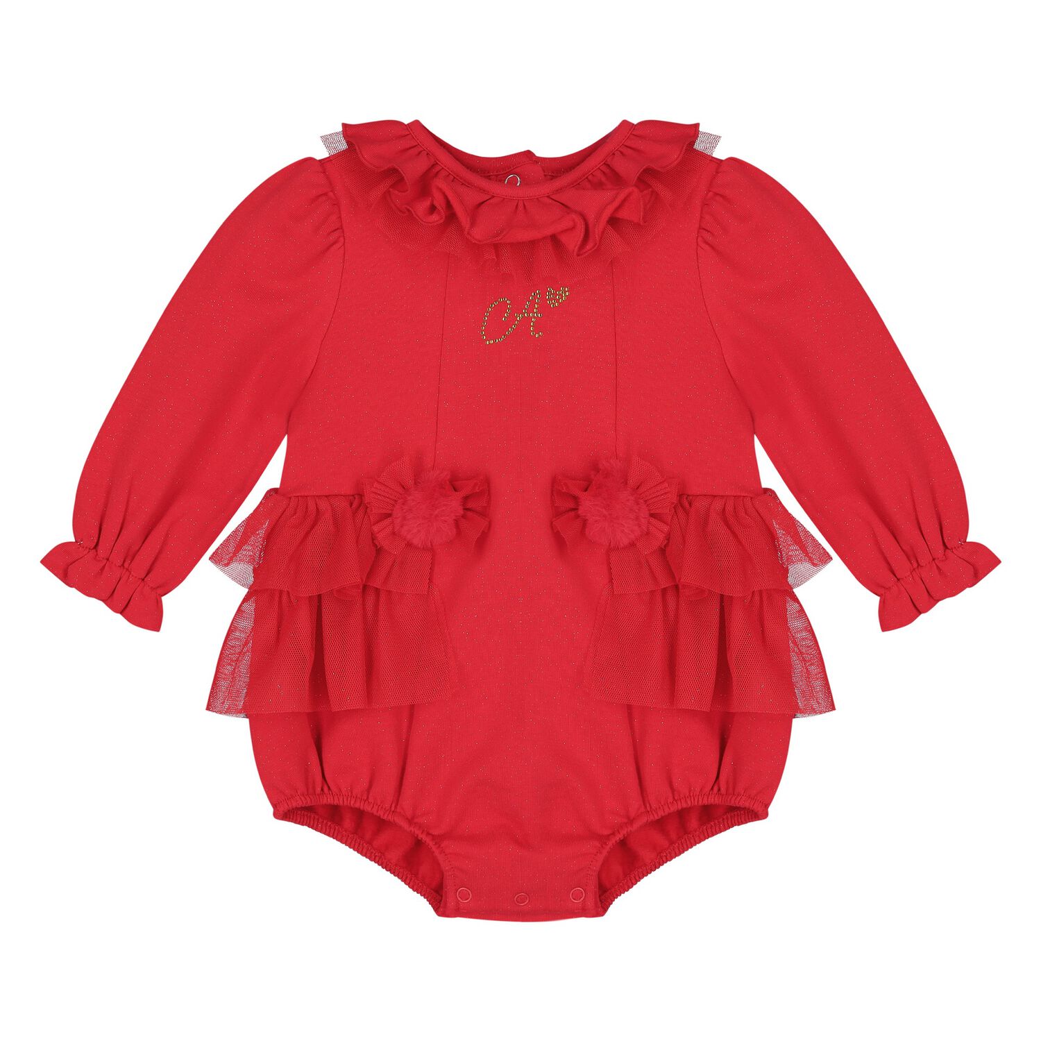 Baby Girls Red Tulle Romper, 1, hi-res image number null