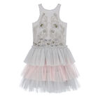 Girls Grey & Pink Embellished Tulle Dress, 1, hi-res