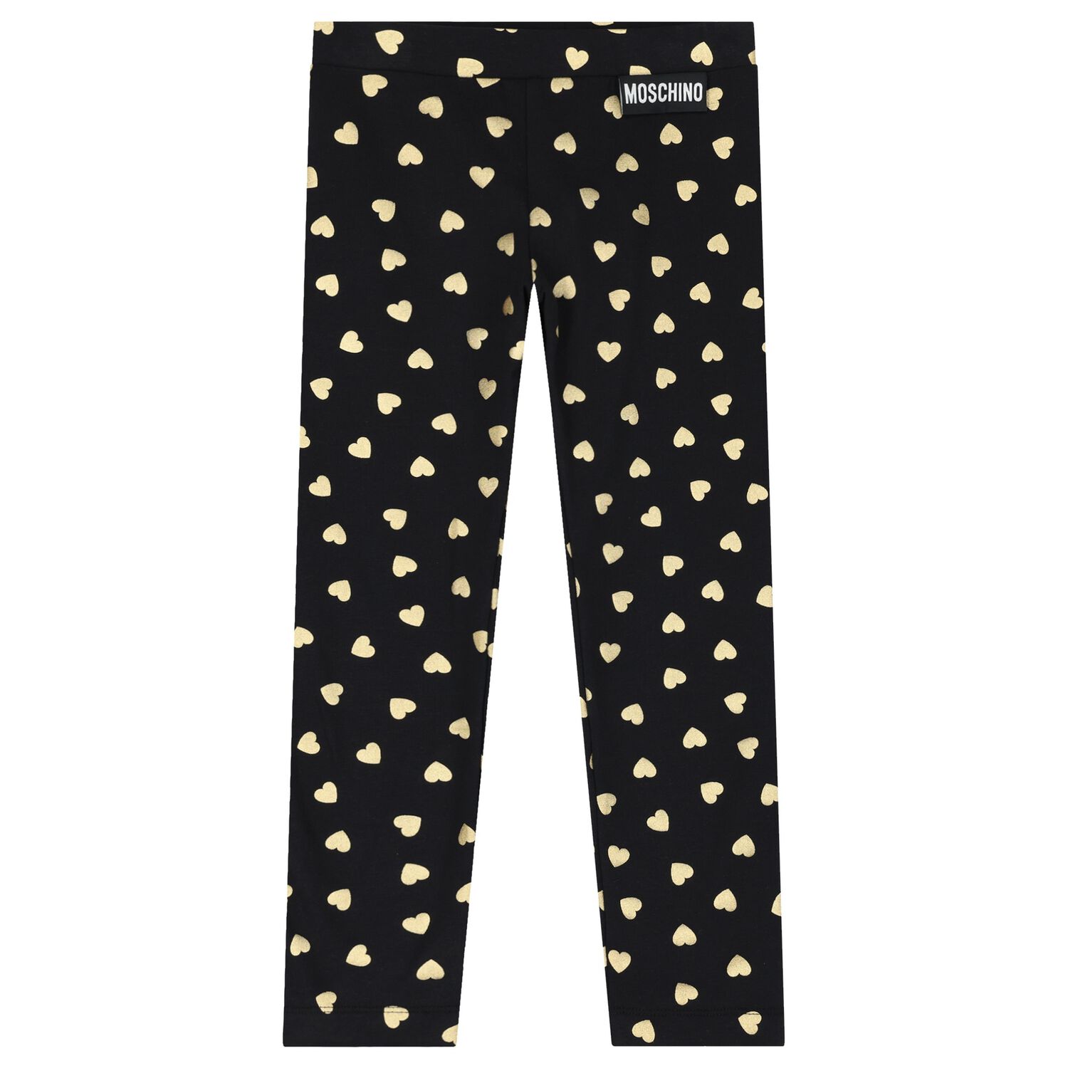 Girls Black & Gold Hearts Leggings, 1, hi-res image number null