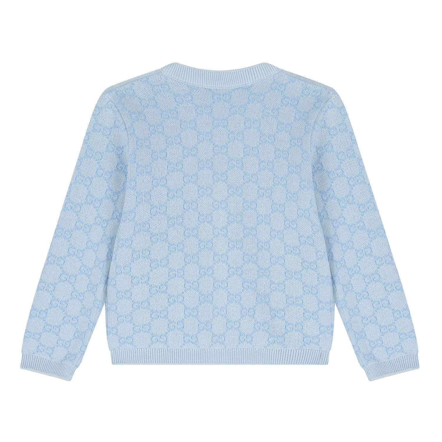 Baby Boys Blue  logo Jacquard Cardigan , 1, hi-res