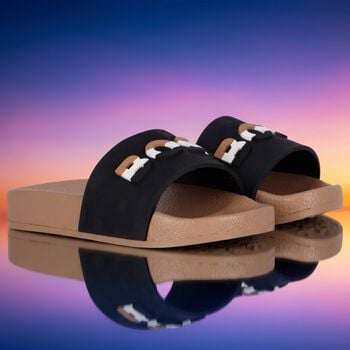 Boys Black & Beige Logo Sliders