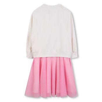 فستان تول باللون العاجي والوردي للبنات