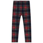 Girls Red & Navy Blue Tartan Leggings Set, 2, hi-res