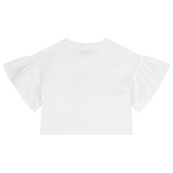Girls White Teddy Bear Logo T-Shirt