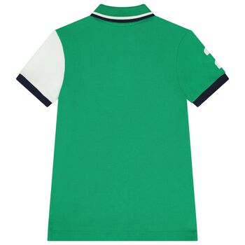 Boys Green, White & Navy Blue Polo Shirt 