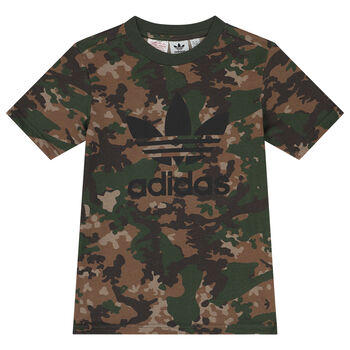 Black & Green Camouflage Trefoil Logo T-Shirt