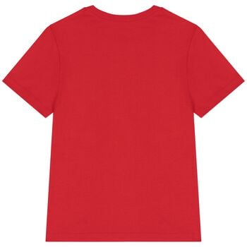 تي شيرت أولاد بالشعار باللون الأحمر