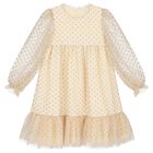 Girls Gold Sequined Tulle Dress, 1, hi-res