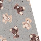 Younger Girls Grey Teddy Bear Leggings, 1, hi-res