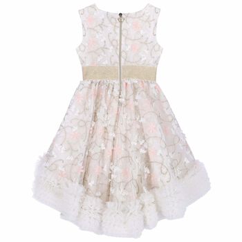 Girls Embellished Floral Light Pink Dress