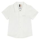 Younger Boys White Logo Shirt, 1, hi-res