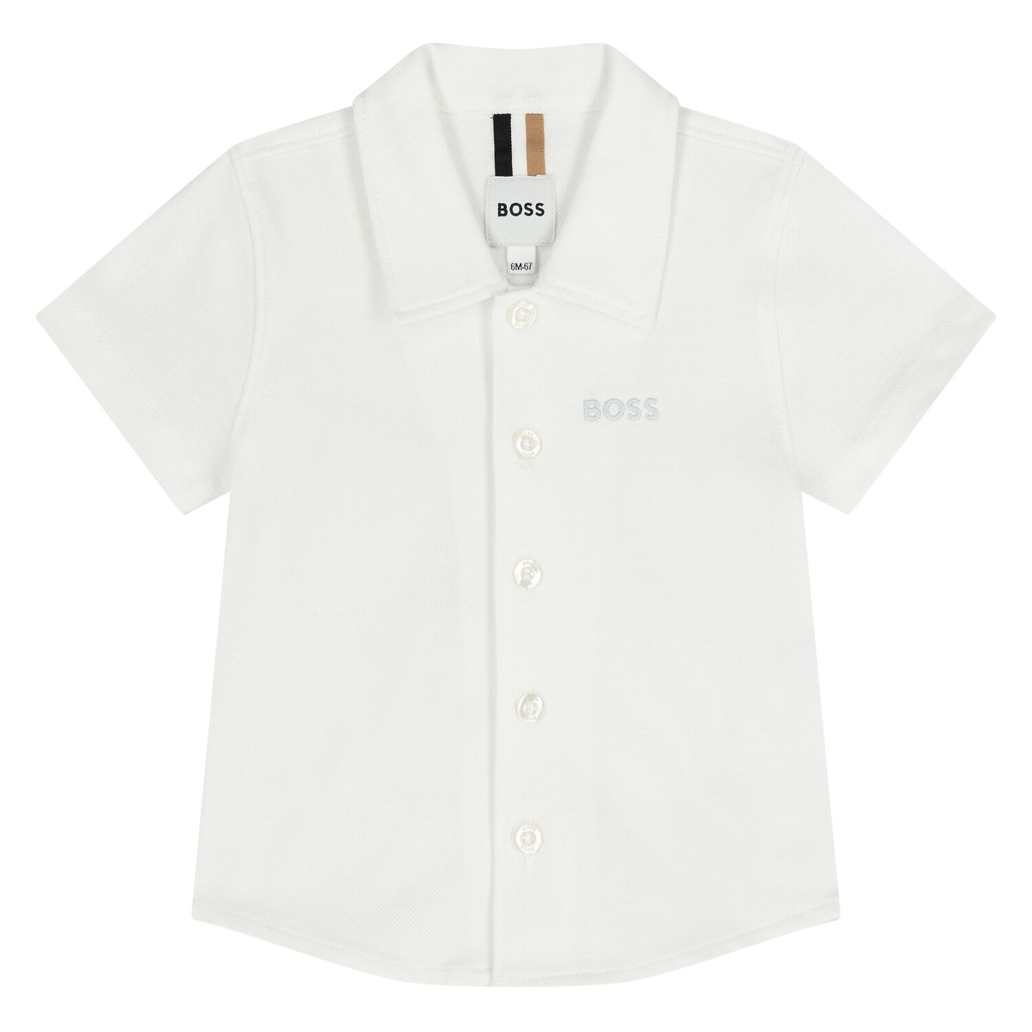 Younger Boys White Logo Shirt, 1, hi-res