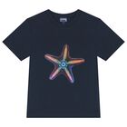 Boys Navy Blue Starfish T-Shirt, 1, hi-res