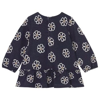 Younger Girls Navy Blue Floral Dress
