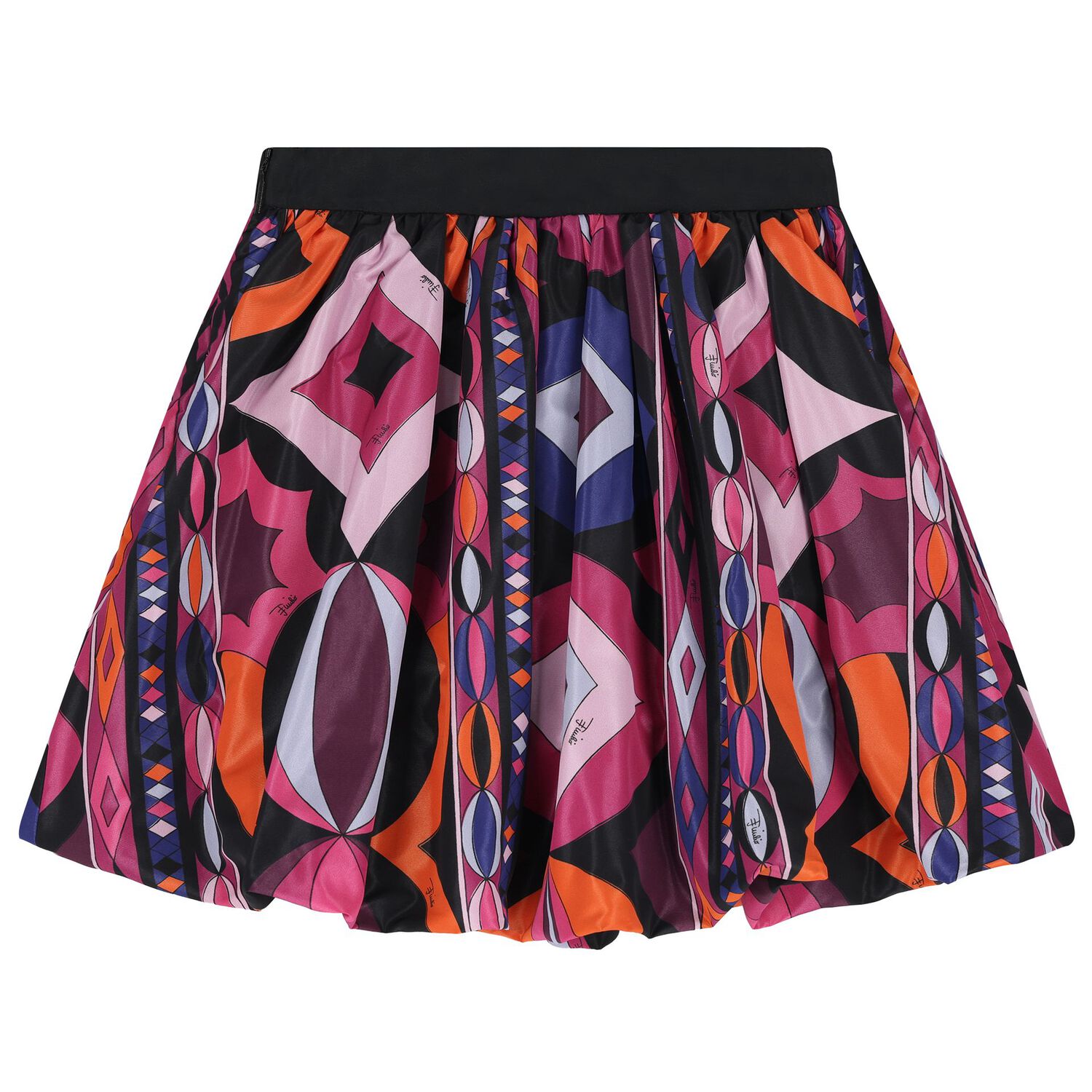 Girls Black & Pink Vortice Bubble Skirt, 1, hi-res
