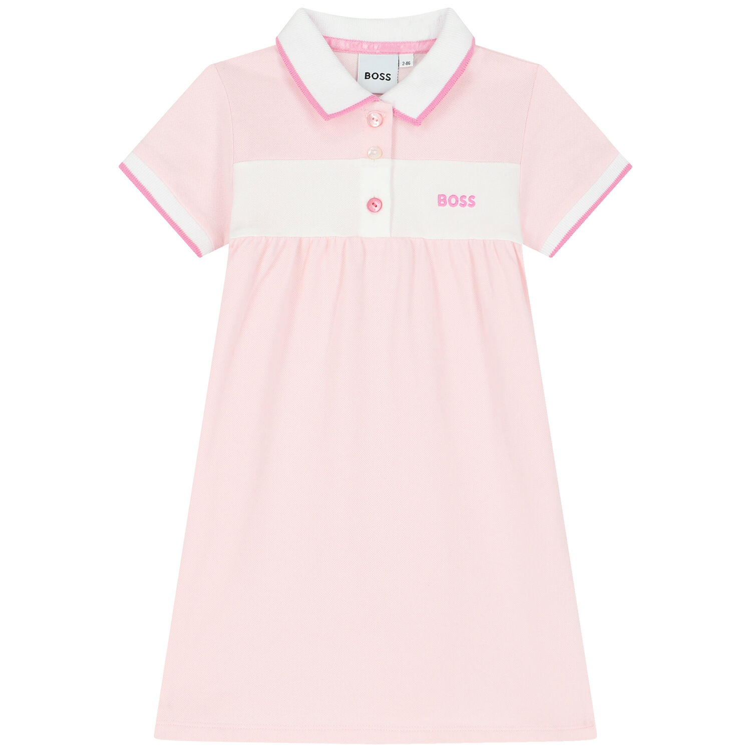 Younger Girls Pink Logo Polo Dress, 1, hi-res
