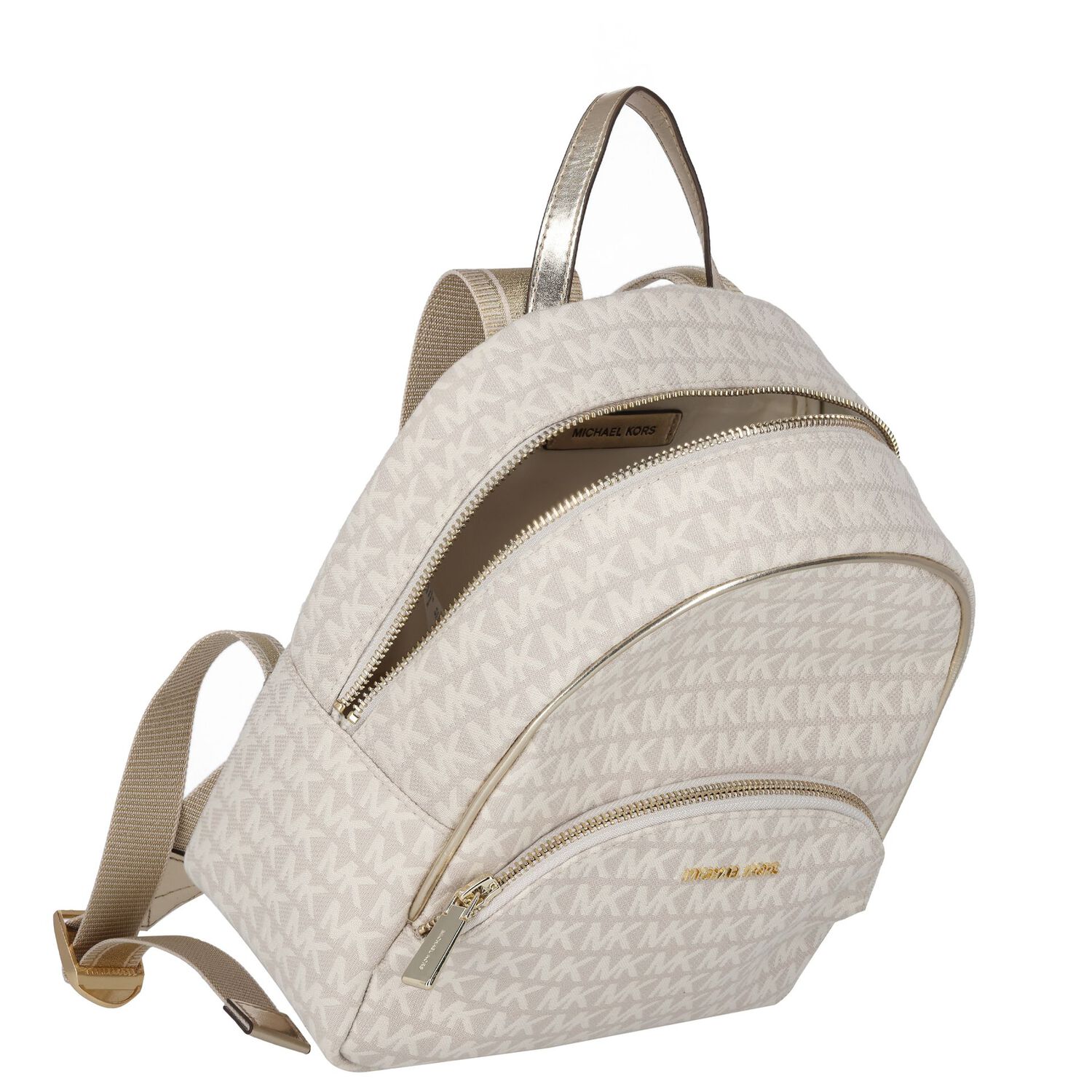 Girls Ivory & Gold Logo Backpack, 1, hi-res