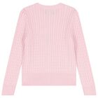 Girls Pink Cable Knit Cardigan, 1, hi-res