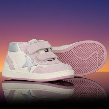 Younger Girls Pink & Ivory Trainers