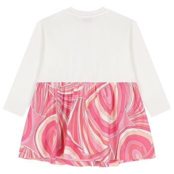 Girls Pink & White Logo Iride Dress