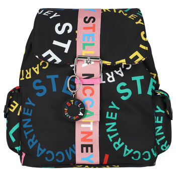 Girls Black Logo Backpack